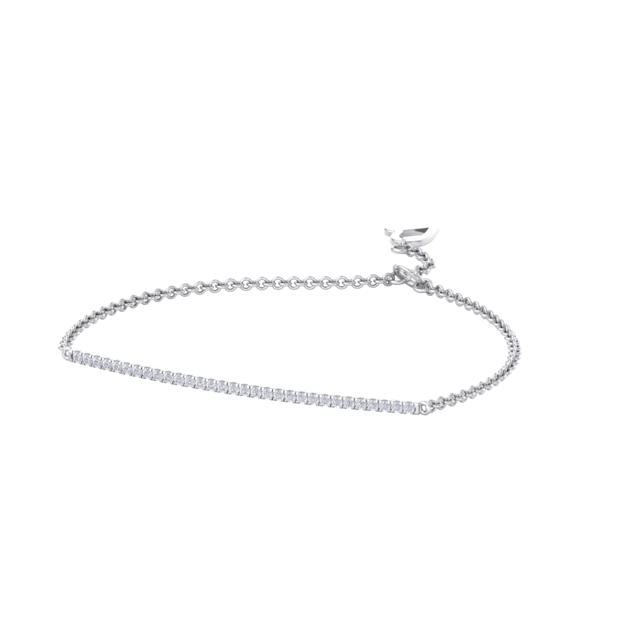 Small bar diamond bracelet in white gold with white diamonds of 0.11 ct in weight
