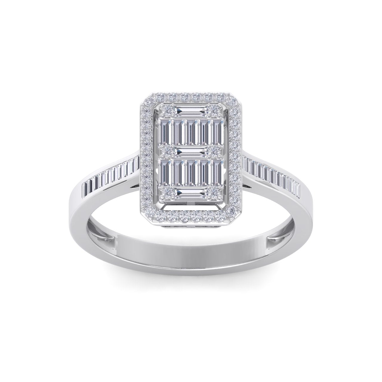 Beautiful Ring in white gold with white baguette diamonds of 0.59 ct in weight