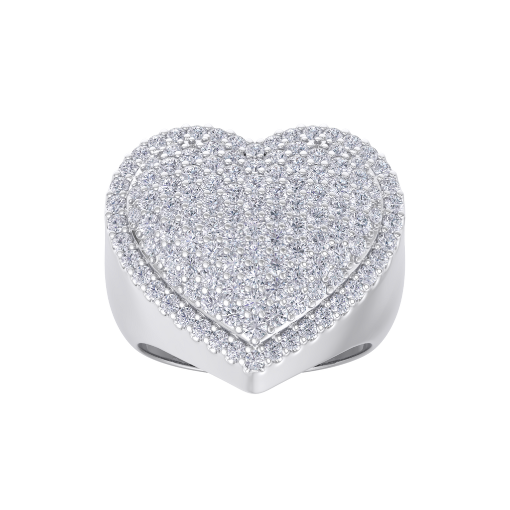 Heart diamond ring in white gold with white diamonds of 1.50 ct in weight