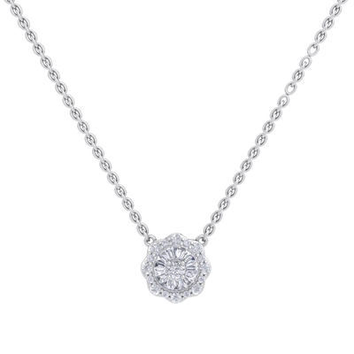 Flower shaped necklace in white gold with white diamonds of 0.39 ct in weight