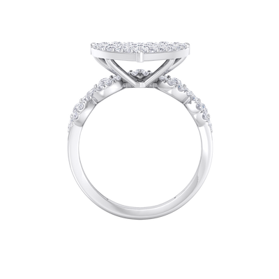 Heart shaped Diamond ring in white gold with white diamonds of 1.46 ct in weight