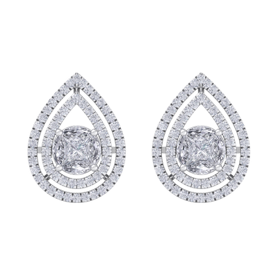 Pear shaped stud earrings in white gold with white diamonds of 1.03 ct in weight