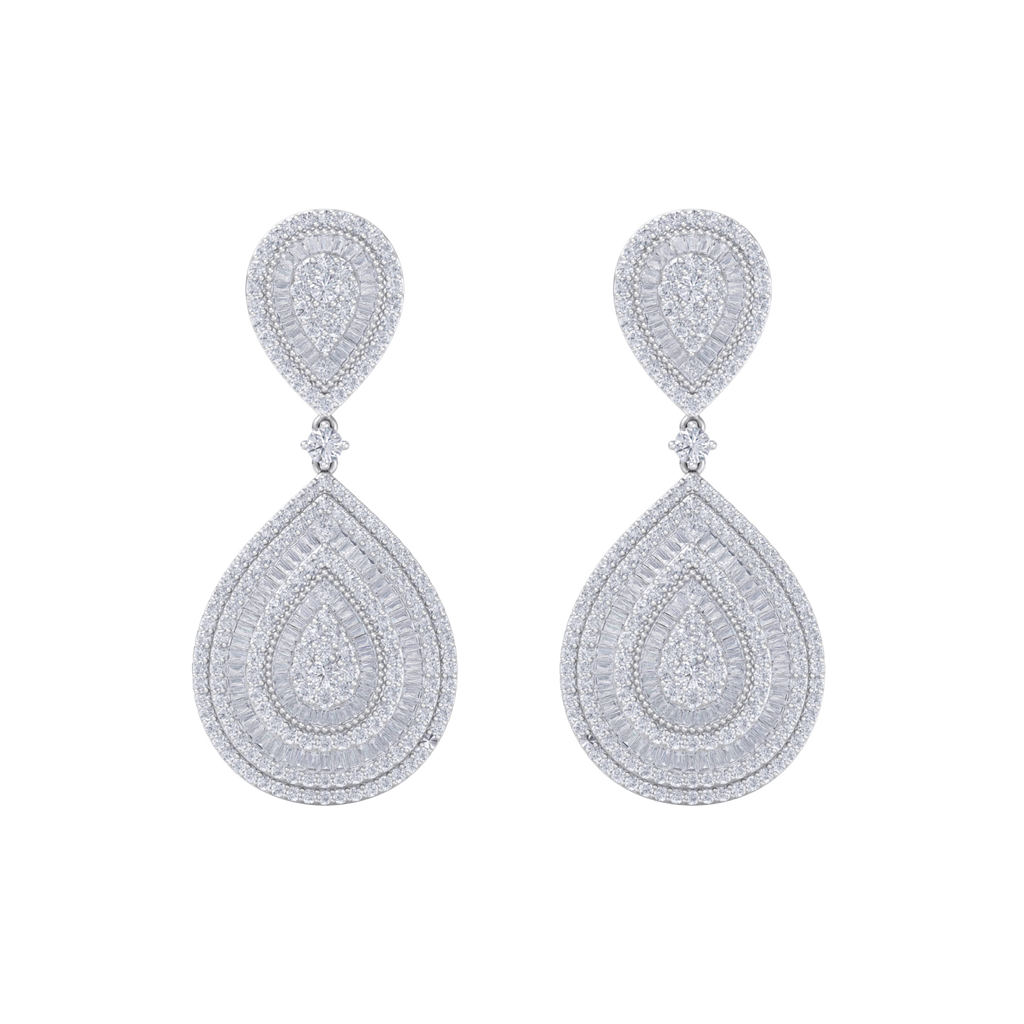 Diamond chandelier earrings in white gold with white diamonds of 8.15 ct in weight