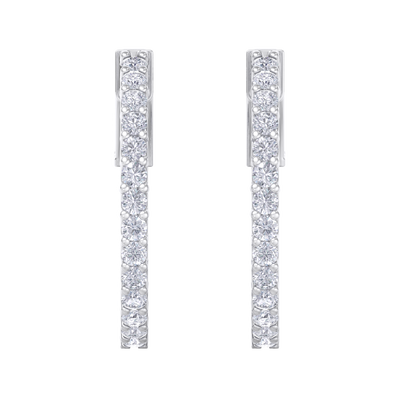 Diamond eternity hoop earrings in white gold with white diamonds of 1.00 ct in weight 