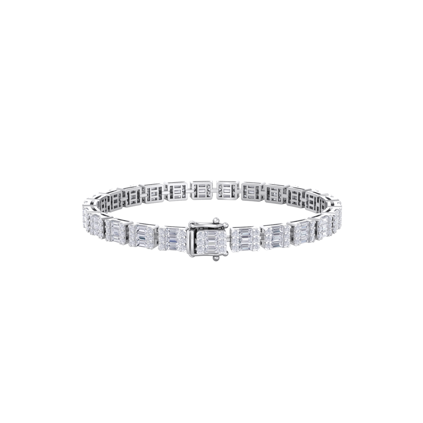 Baguette tennis bracelet in yellow gold with white diamonds of 3.50 ct in weight