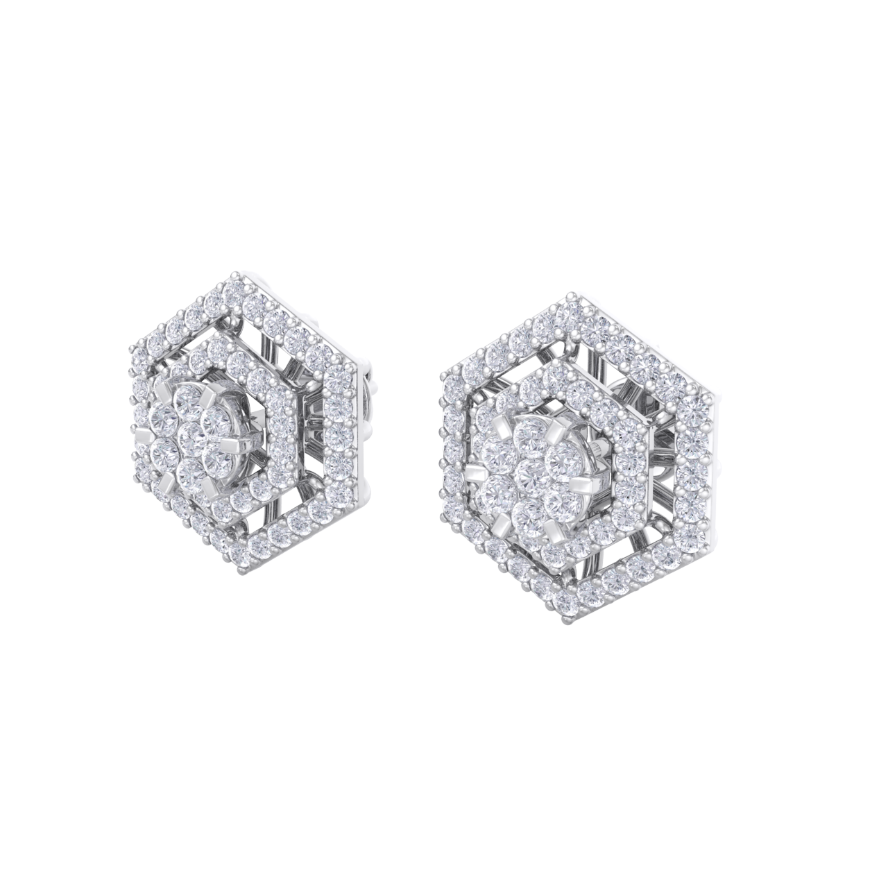 Stud earrings in rose gold with white diamonds of 1.45 ct in weight