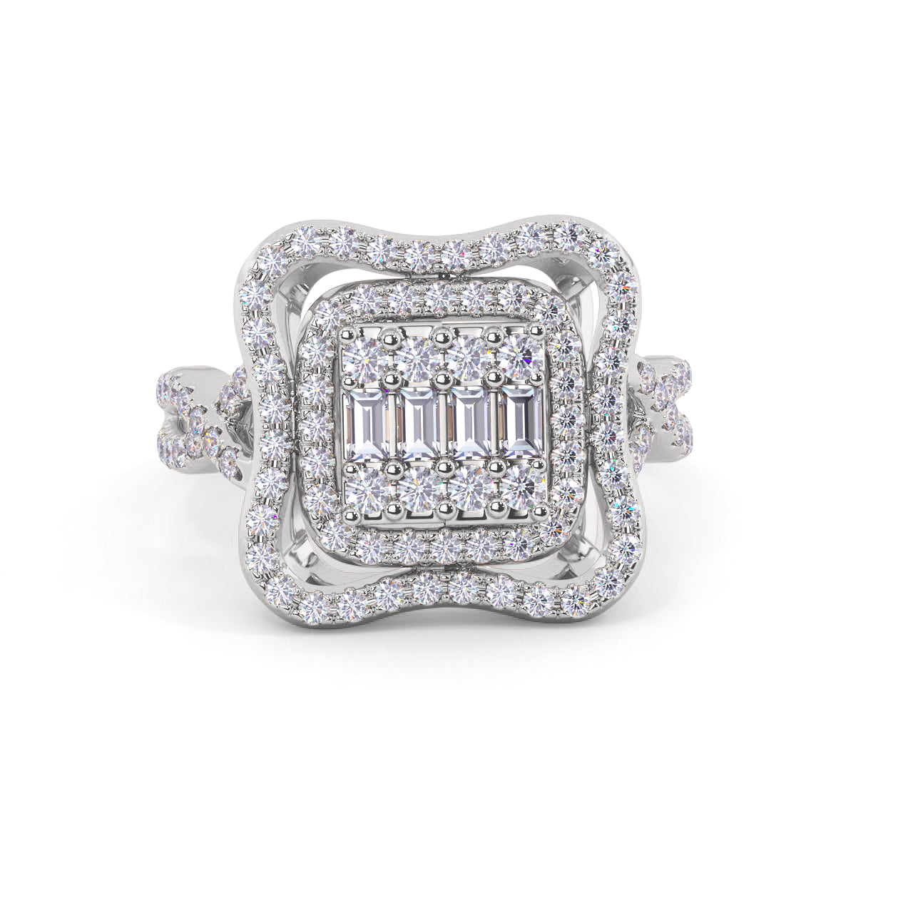 Fashion ring in white gold with white diamonds of 0.67 ct in weight