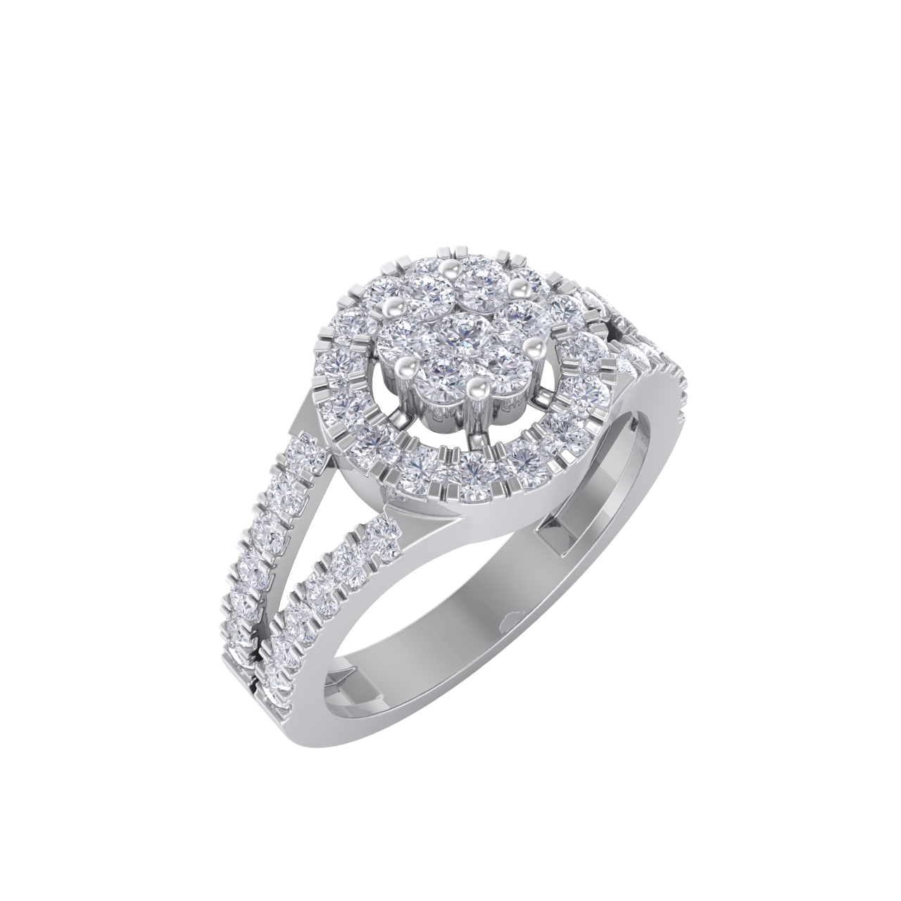 Engagement ring in white gold with white diamonds of 0.77 ct in weight
