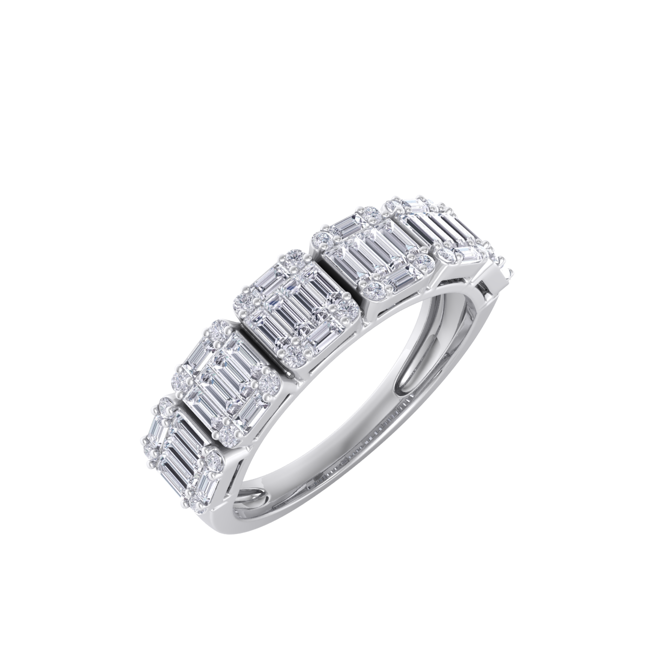 Anniversary ring with baguette white diamonds in white gold with white diamonds of 2.03 ct in weight