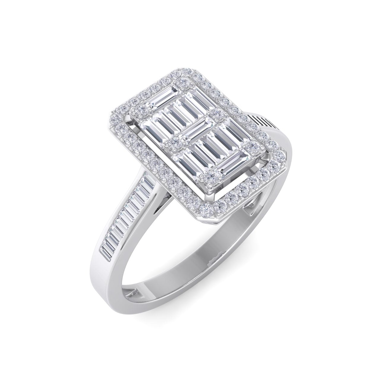 Beautiful Ring in white gold with white baguette diamonds of 0.59 ct in weight