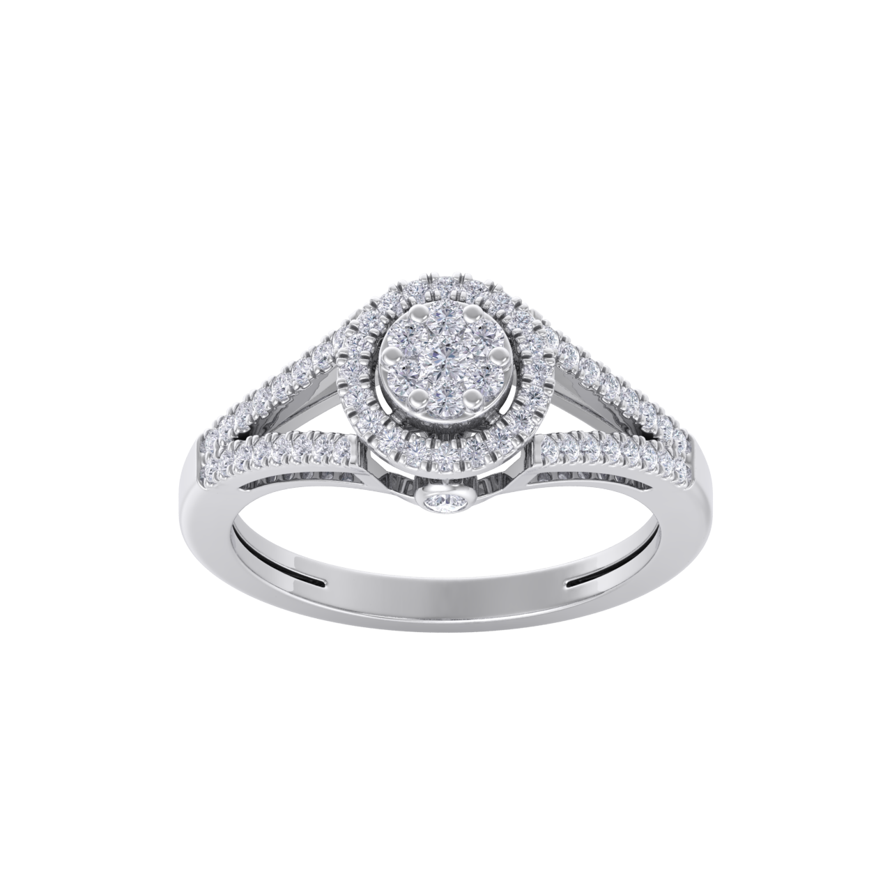 Cluster engagement ring in white gold with white diamonds of 0.44 ct in weight