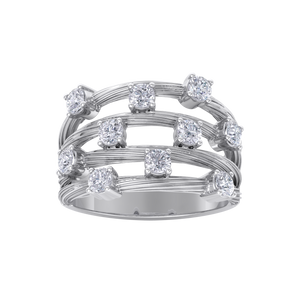 Multi-band ring in white gold with white diamonds of 0.90 ct in weight