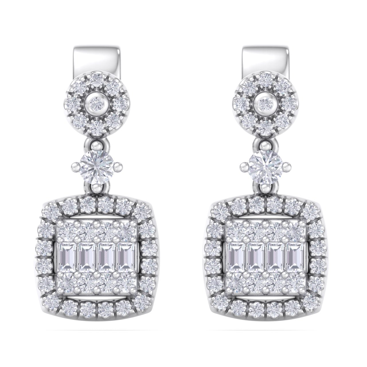 Drop earrings in white gold with white diamonds of 0.61 ct in weight