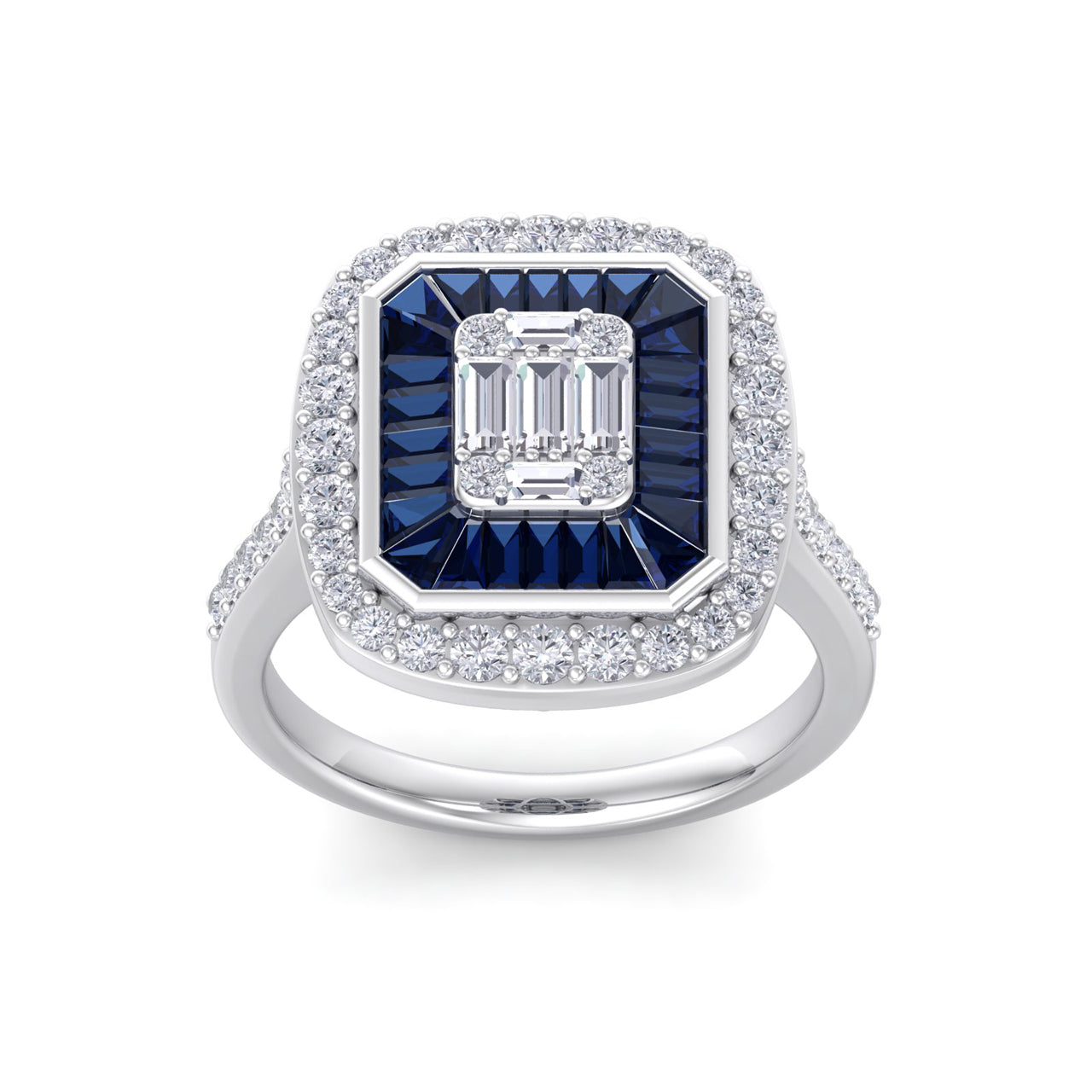 Square ring in white gold with white diamonds of 1.19 ct in weight