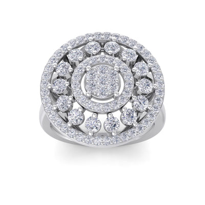 Round ring in white gold with white diamonds of 1.80 ct in weight