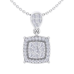 Classic square pendant in white gold with white diamonds of 0.27 ct in weight - HER DIAMONDS®
