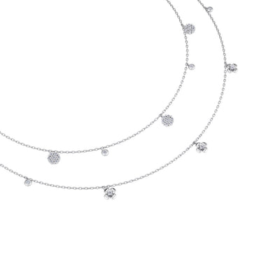 Multi-strand necklace in white gold with white diamonds of 0.50 ct in weight - HER DIAMONDS®