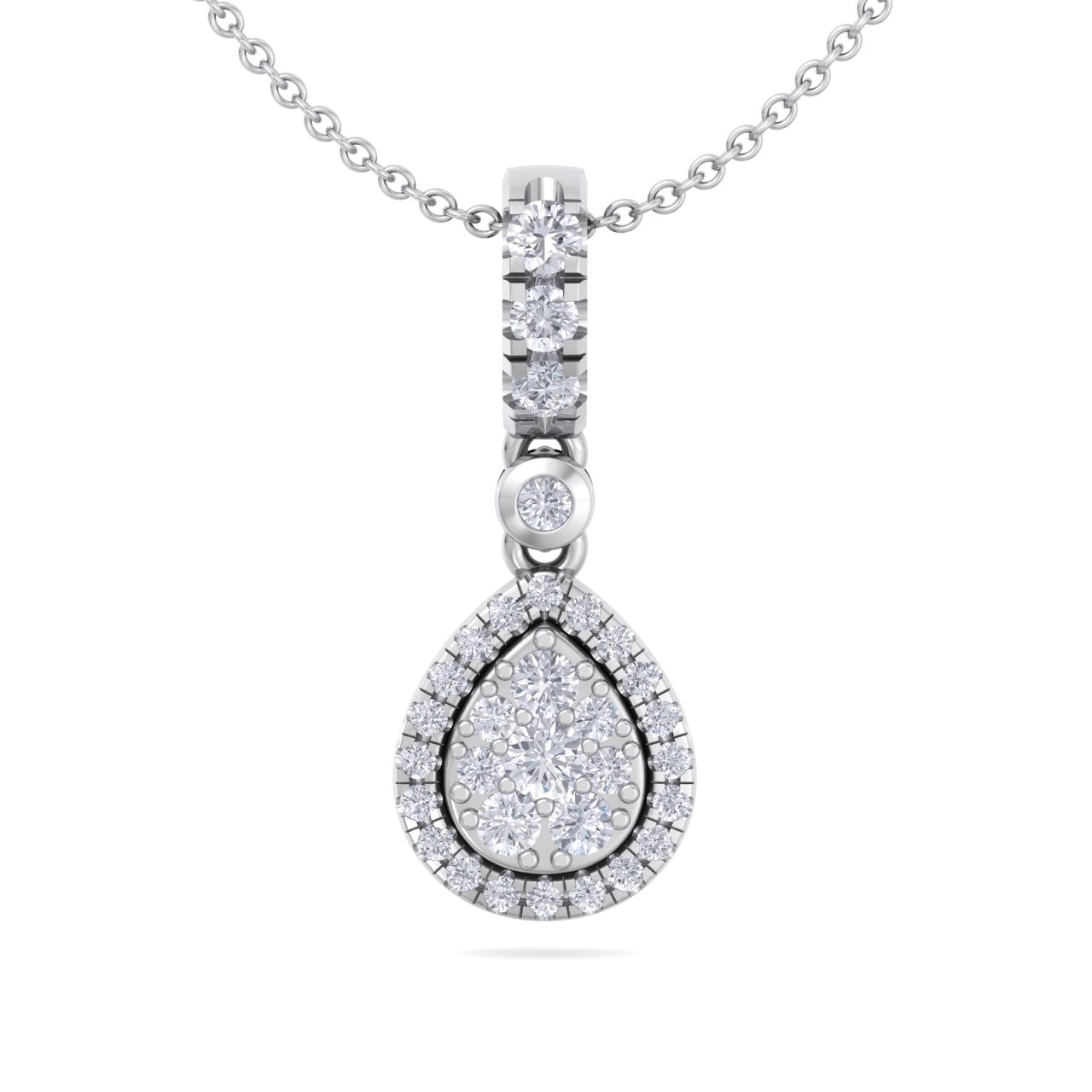 Pear pendant in white gold with white diamonds of 0.38 ct in weight - HER DIAMONDS®