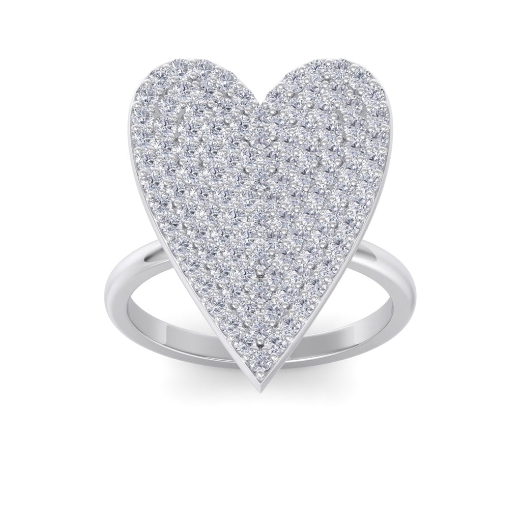 Heart ring in white gold with white diamonds of 1.44 ct in weight