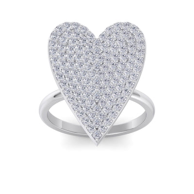 Heart ring in white gold with white diamonds of 1.44 ct in weight