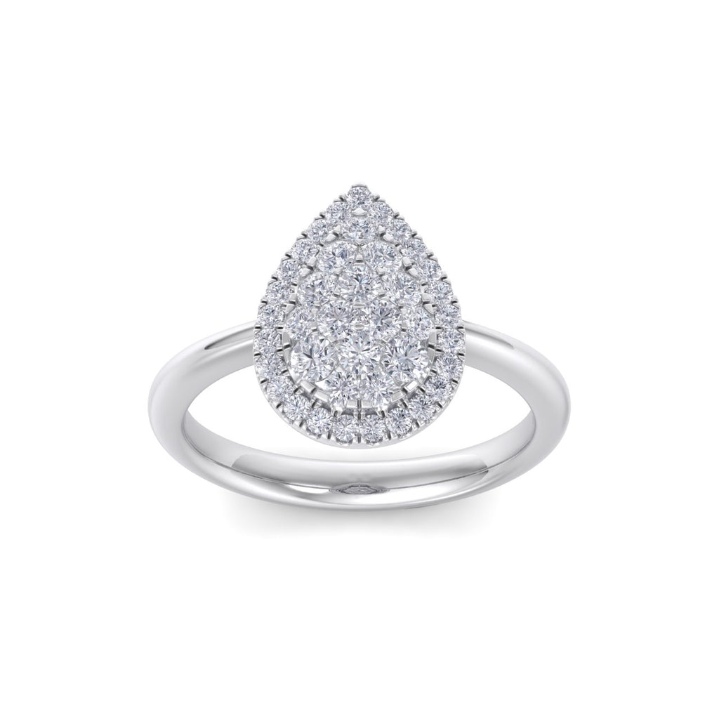 Pear shaped ring in white gold with white diamonds of 0.54 ct in weight