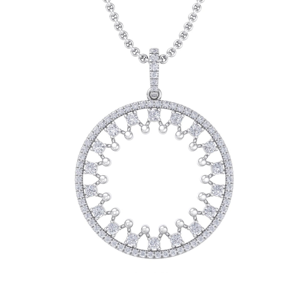 Round pendant in white gold with white diamonds of 2.20 ct in weight