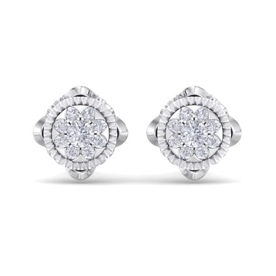 Stud earrings in yellow gold with white diamonds of 0.28 ct in weight