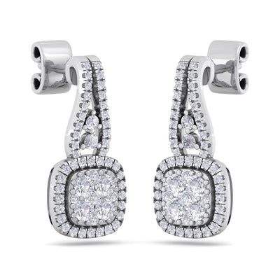 Square earrings in rose gold with white diamonds of 0.73 ct in weight - HER DIAMONDS®