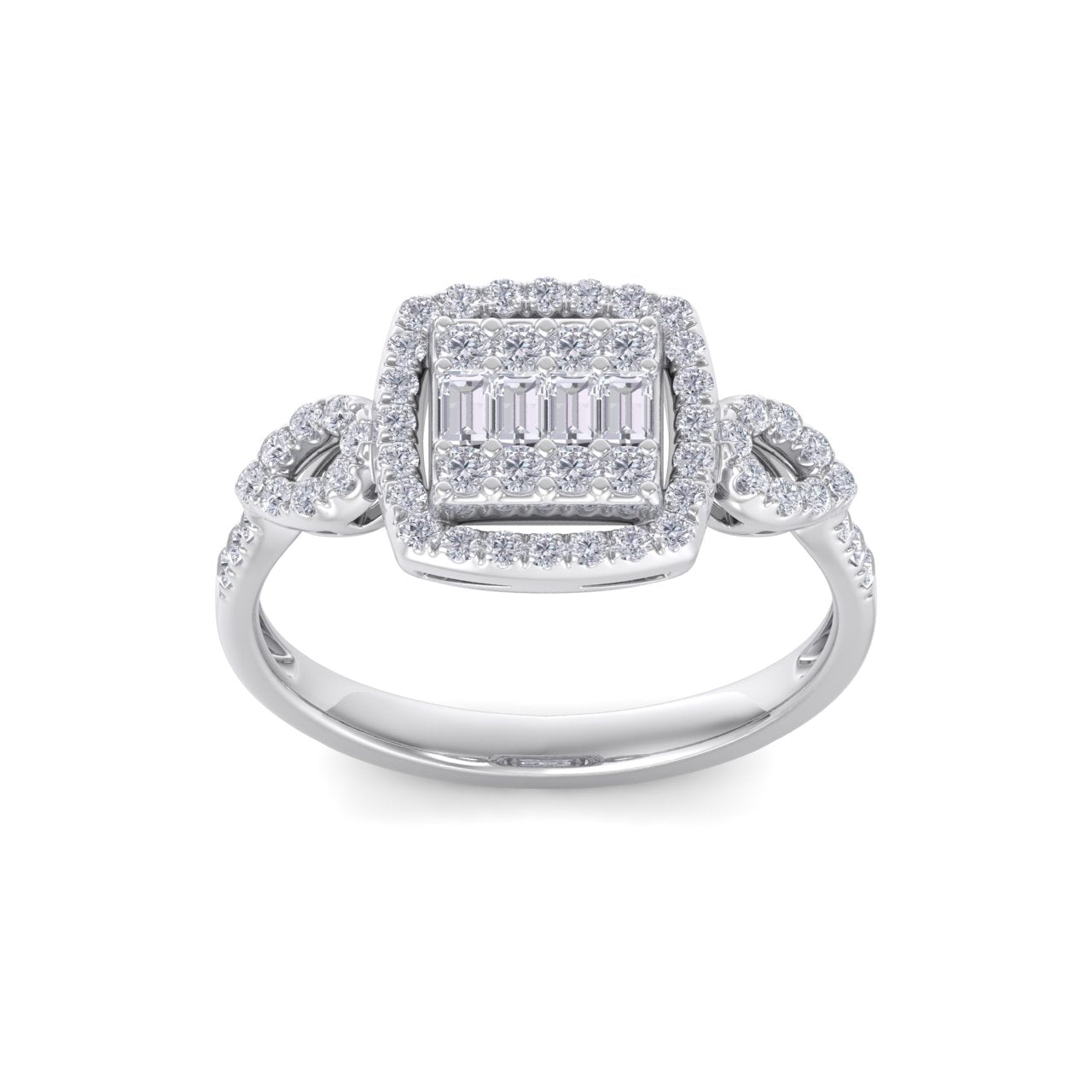 Square ring in rose gold with white diamonds of 0.44 ct in weight - HER DIAMONDS®