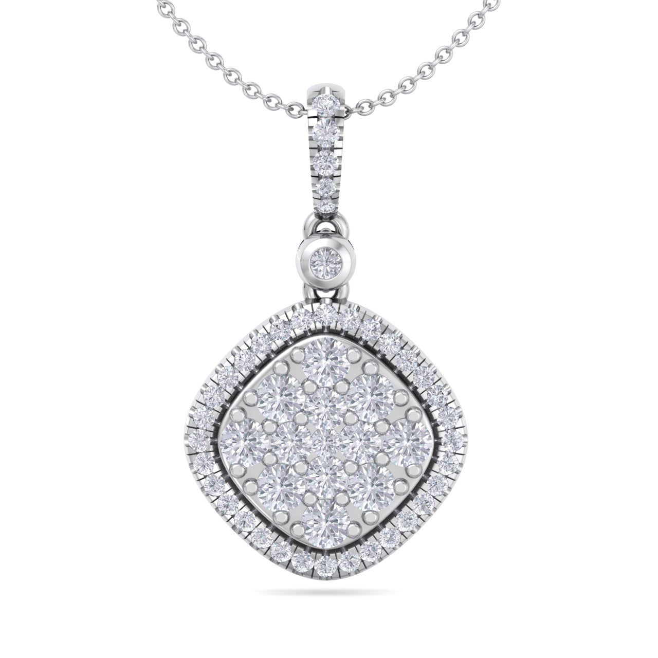 Square pendant in yellow gold with white diamonds of 0.74 ct in weight - HER DIAMONDS®