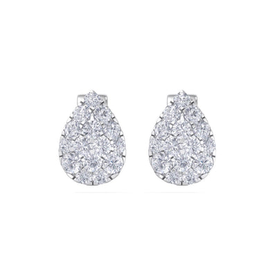 Pear shaped stud earrings in white gold with white diamonds of 0.71 ct in weight