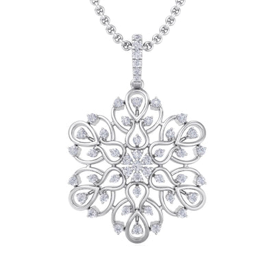 Flower pendant in white gold with white diamonds of 1.02 ct in weight