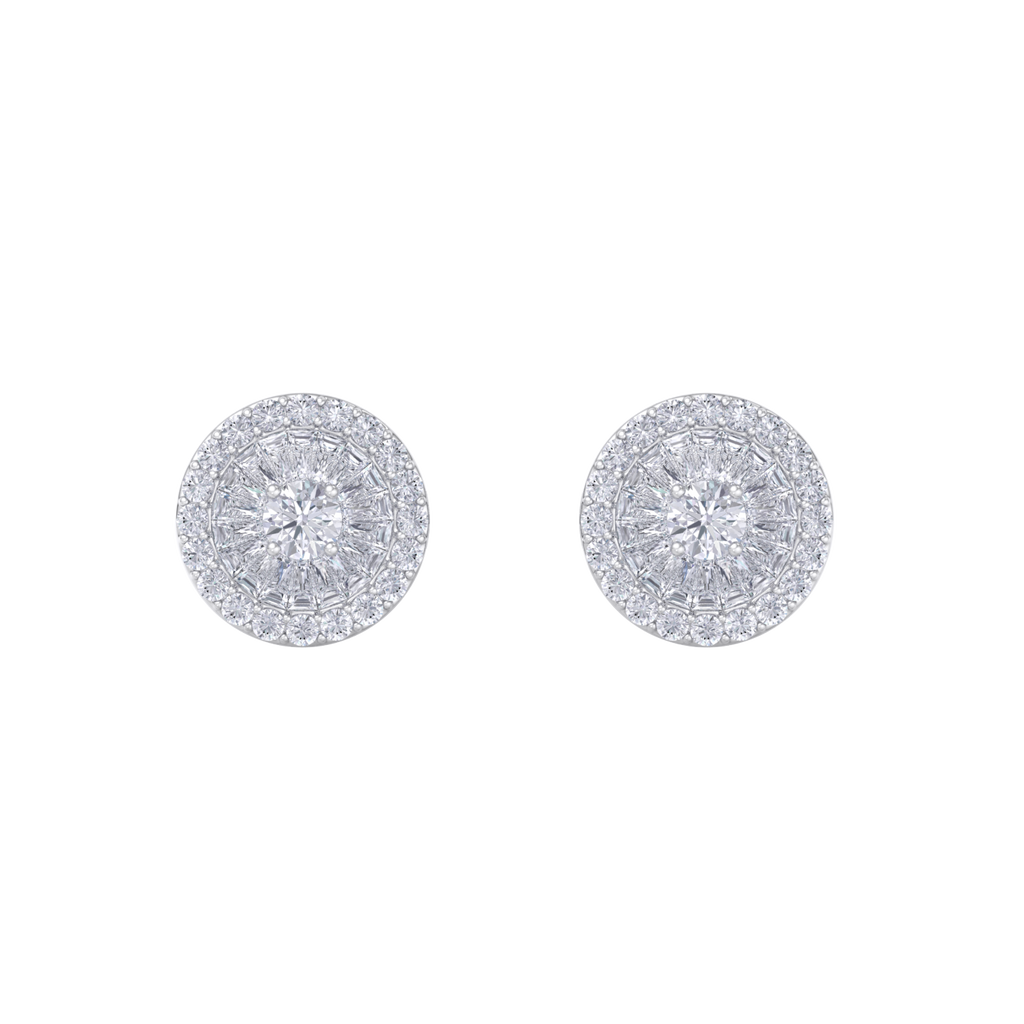 Halo earrings in white gold with white diamonds of 0.55 ct in weight