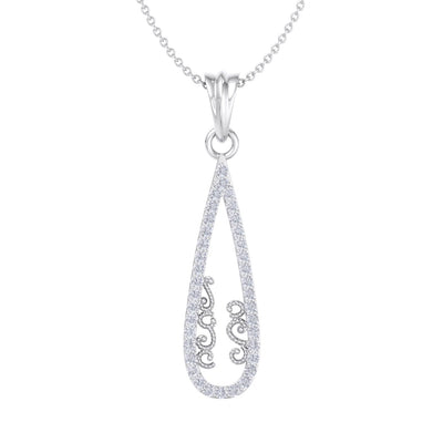 Tear drop pendant in white gold with white diamonds of 0.22 ct in weight