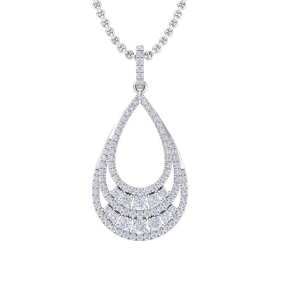Tear-drop pendant in yellow gold with white diamonds of 1.84 ct in weight