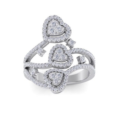 Heart statement ring in white gold with white diamonds of 1.03 ct in weight