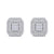 Square stud earrings in rose gold with white diamonds of 1.12 ct in weight