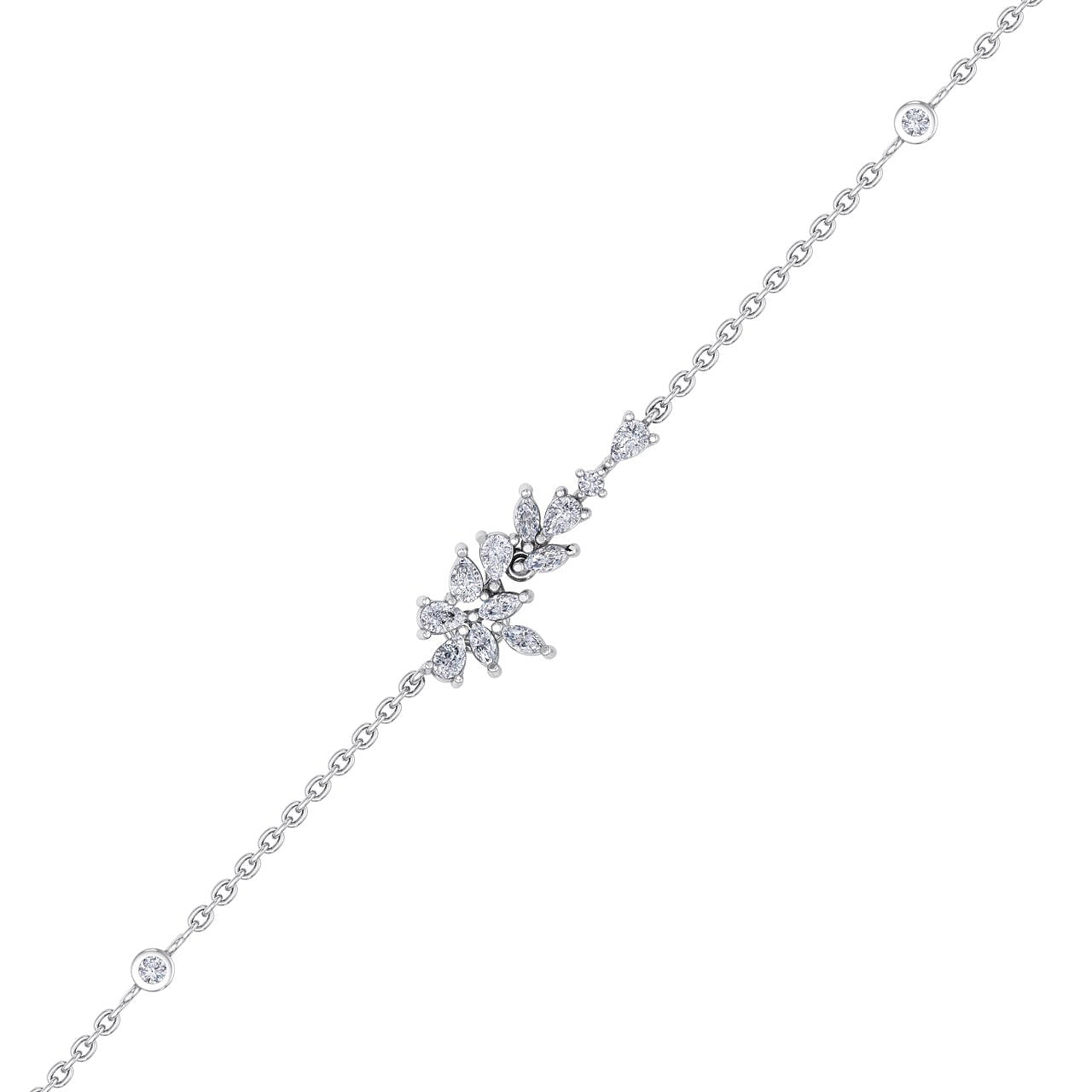 Flower shape bracelet in white gold with white diamonds of 0.67 ct in weight - HER DIAMONDS®