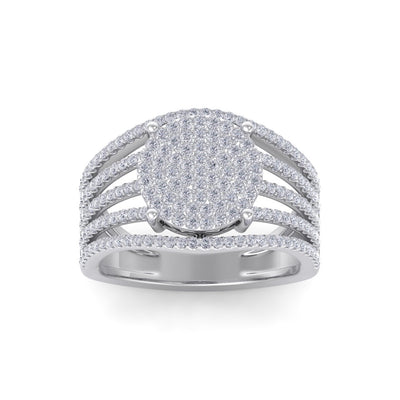 Round multi-band ring in white gold with white diamonds of 0.71 ct in weight