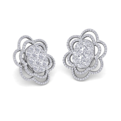 Flower-shaped earrings in rose gold with white diamonds of 2.67 ct in weight - HER DIAMONDS®