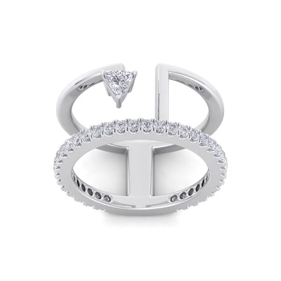 Double band ring in white gold with white diamonds of 0.57 ct in weight