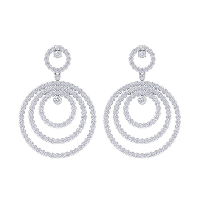 Chandelier earrings in white gold with white diamonds of 8.44 ct in weight