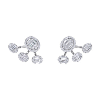 Duo earrings in white gold with white diamonds of 1.70 ct in weight