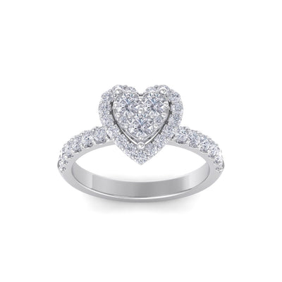Heart ring in white gold with white diamonds of 1.03 ct in weight