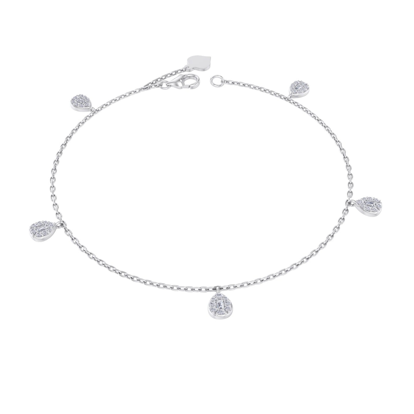 Charm bracelet in white gold with white diamonds of 0.32 ct in weight