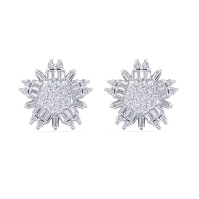 Snowflake earrings in white gold with white diamonds of 0.83 ct in weight