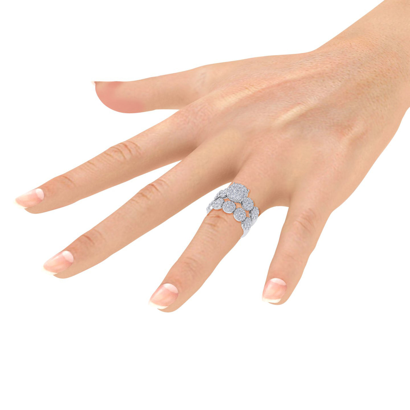Bridal ring set in rose gold with white diamonds of 2.29 ct in weight