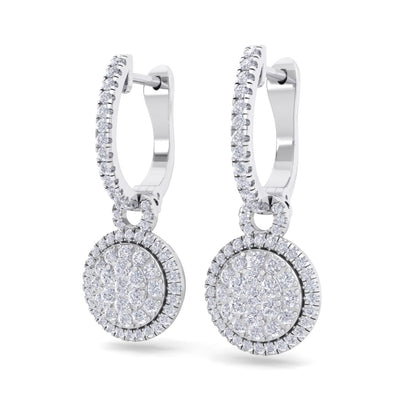 Round drop earrings in rose gold with white diamonds of 0.84 ct in weight - HER DIAMONDS®