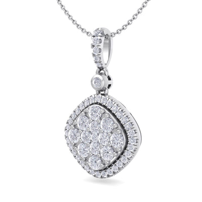 Square pendant in white gold with white diamonds of 0.74 ct in weight - HER DIAMONDS®