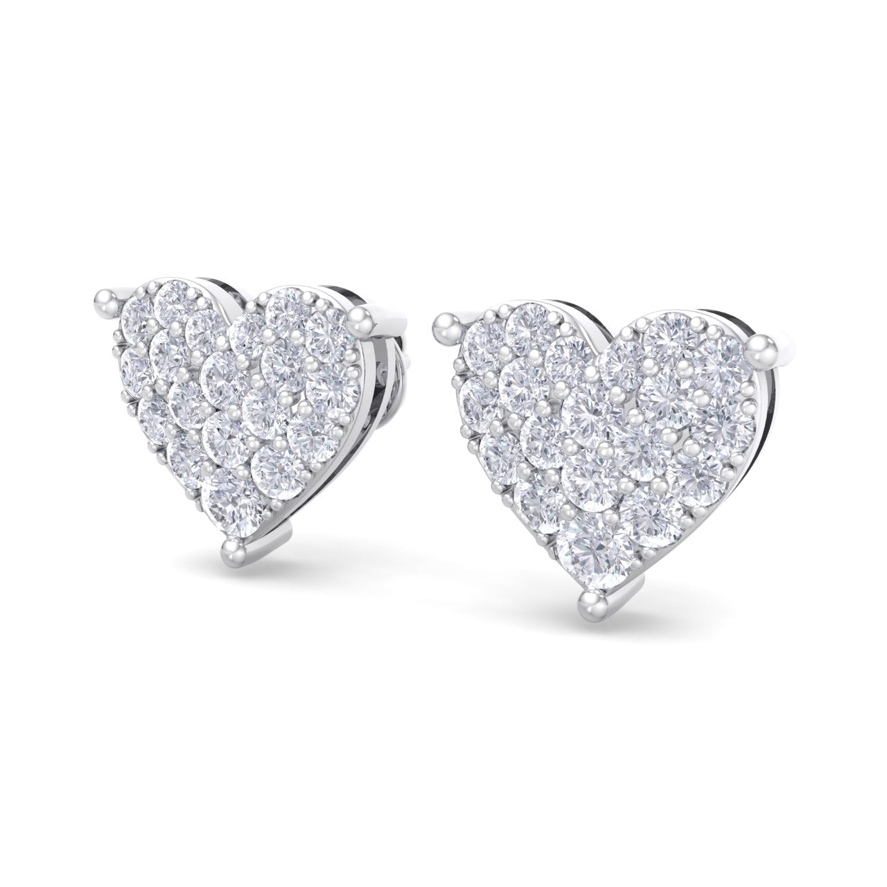 Heart earrings in white gold with white diamonds of 1.44 ct in weight